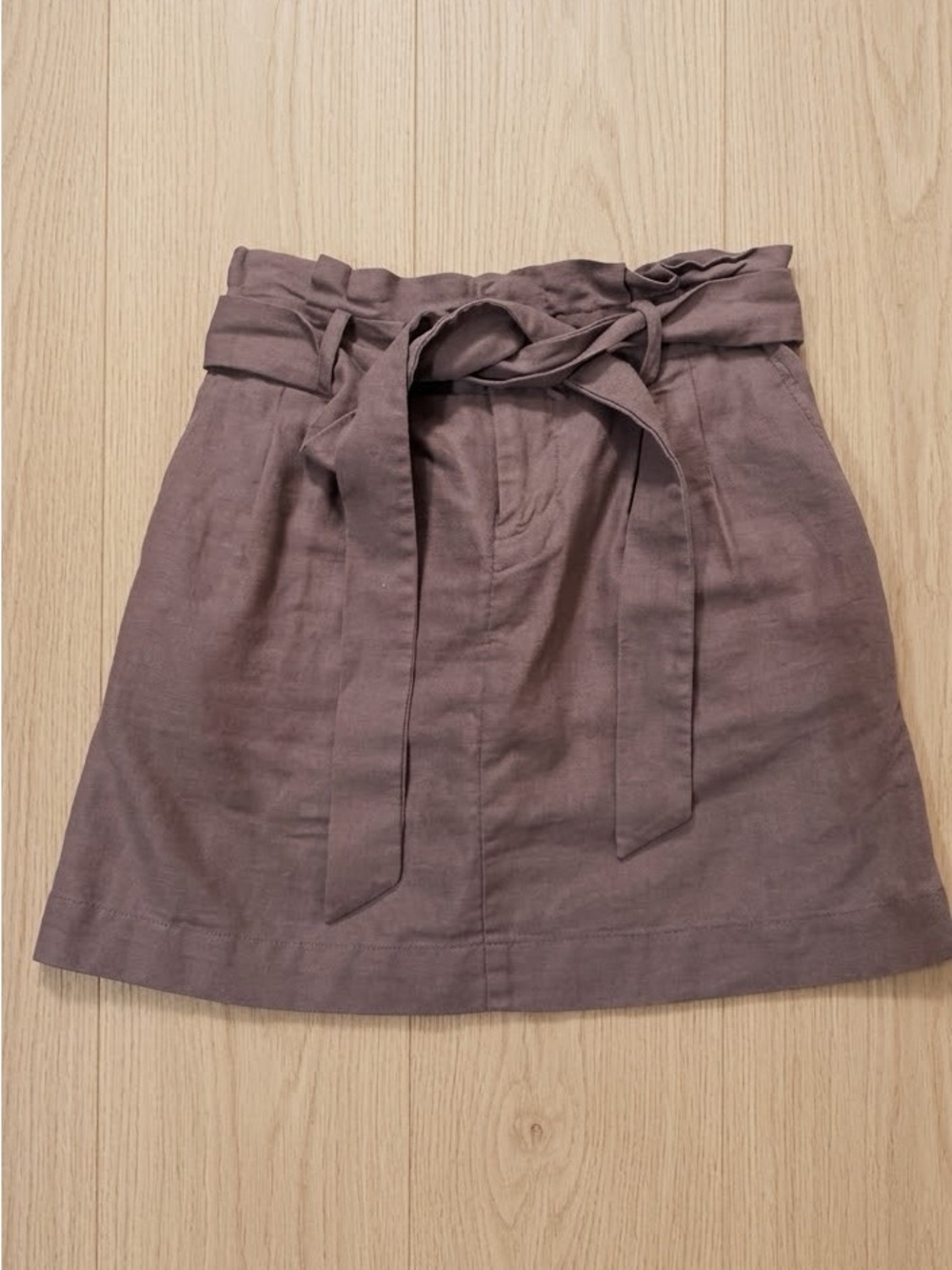 LOFT Brown Tie-Waist A-Line Mini Skirt